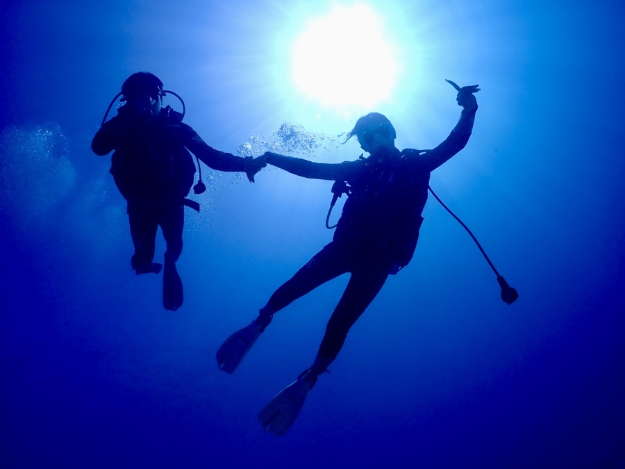 水面から差し込む太陽の光！